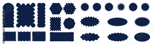 Jagged shape icons. Geometric spiky designs. Abstract black silhouettes. Vector symbols set
