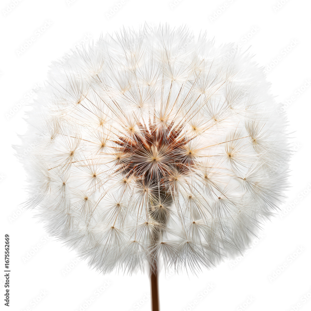 Fototapeta premium Close up of a dandelion seed head isolated on transparent background