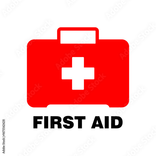 Red first aid kit icon with white medical cross symbol.