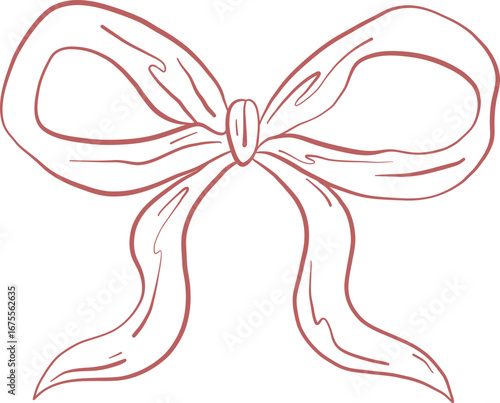 Simple Hand Drawn Ribbon Bow With Rounded Loops