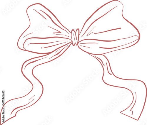 Simple Line Bow With Loose Tails And Symmetry