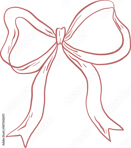 Simple Line Bow With Loose Tails And Symmetry