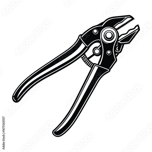 Black Silhouette of Pliers A Versatile Hand Tool Illustration