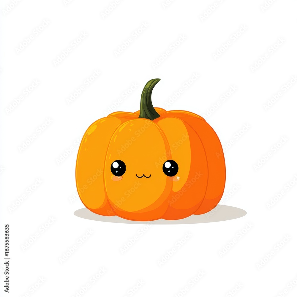 Obraz premium Cute Cartoon Pumpkin Character with Face for Illustration and Design