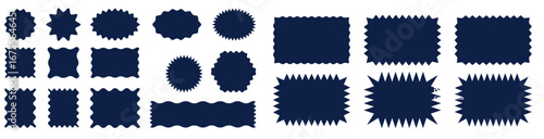 Jagged shape icons. Geometric spiky designs. Abstract black silhouettes. Vector symbols set