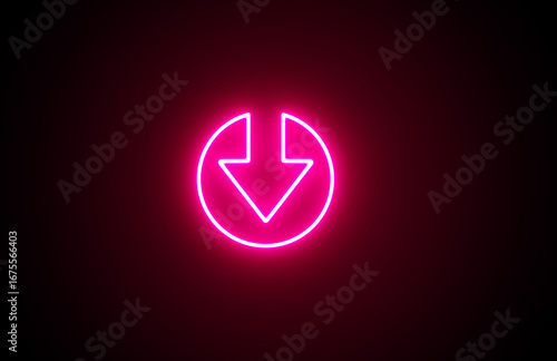 Wallpaper Mural Down Arrow in circle. Neon arrow icon. Neon road, arrow symbol. Down arrow background. Color business arrow icon. Glowing arrow icon. Torontodigital.ca