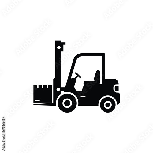 Black forklift lifting cargo industrial vehicle