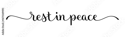 REST IN PEACE black vector brush calligraphy banner