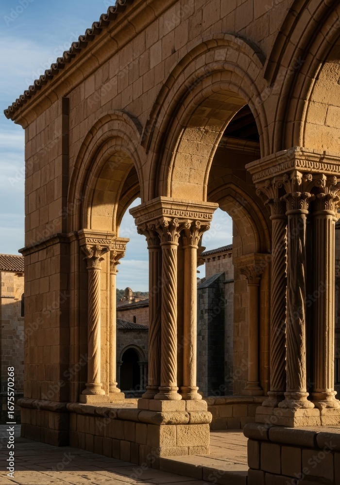 Fototapeta premium Architectural Elegance Arches and Columns Showcasing Historical Construction