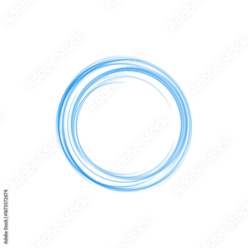 Abstract Circular Brush Ring with Blue Swirl Effect and Transparent Background for Elegant Frame Use