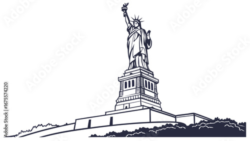 Iconic statue of liberty silhouette against a white background a powerful symbol of freedom and democracy in new york city