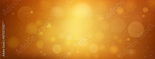 Fine, shiny dust bokeh particles fall off slightly. Abstract orange bokeh background. Fantastic shimmer effect. Blur wall. GOLD BOKEH LIGHTS Background. Magic shining gold dust. Defocused xmas lights.