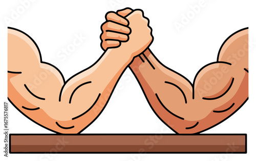 Arm wrestling competition showing strength and power on a table.