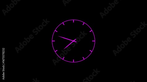 Wallpaper Mural Neon Pink Clock Face Minimalist Design Time Concept Abstract Background Motion Graphic video Torontodigital.ca