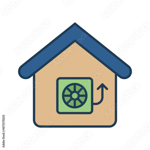 House with internal ventilation system, showing air circulation.