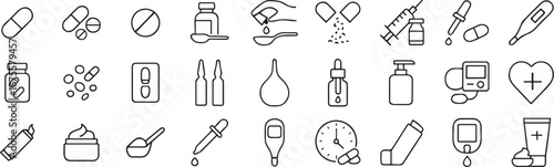 Medical Icons Vector Set Medicine Health Pharmacy Hospital Care