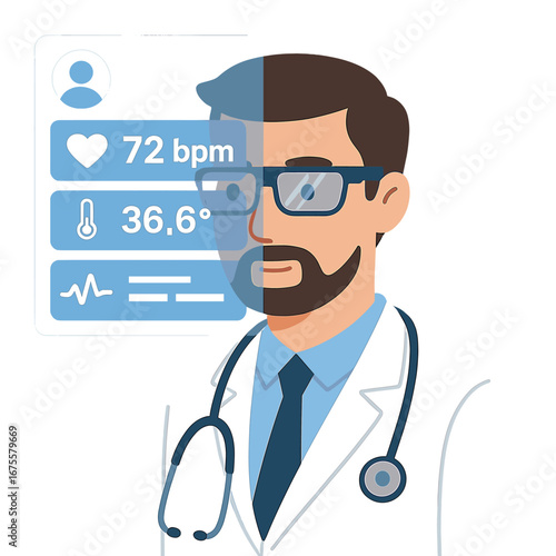 Medical technology concept with ai interface and doctor in modern design