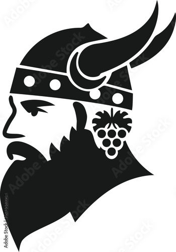 Viking Head Silhouette Vector with Palatinate Regional Elements and Cultural Symbols