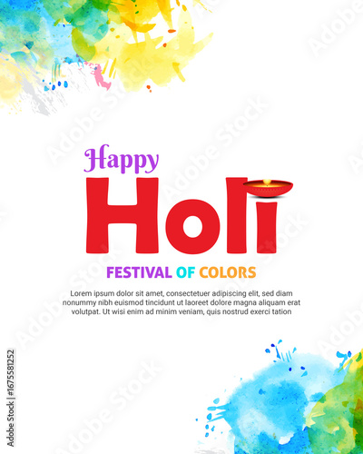 Holi day, colorful, happy Holi festival wishes banner design
