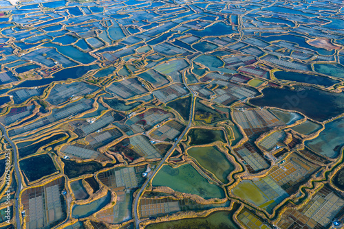 Tableau sur toile Aerial view of the salt fields of Guerande France