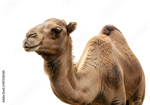 Dromedary Camel: Profile View Against White Background isolated on transparent background