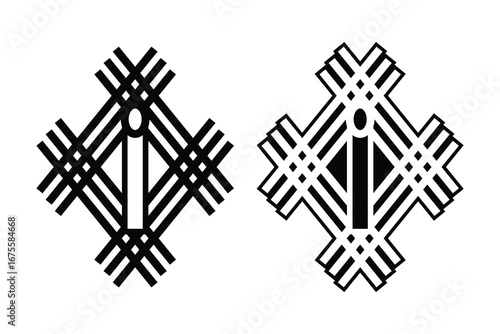 Bamboo showpiece art silhouette vector on white background