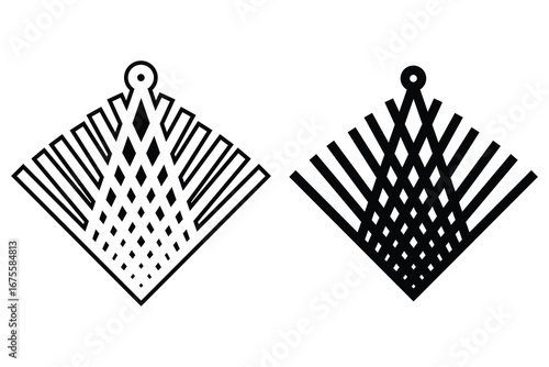 Bamboo showpiece art silhouette vector on white background