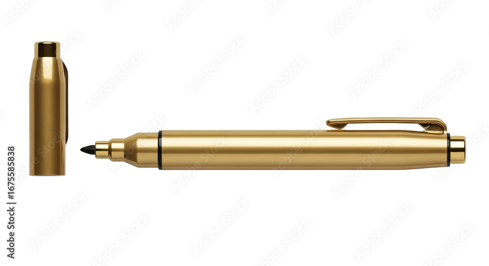 Fototapeta premium Gold Metallic Marker Pen Office Supply Stationery Writing Tool