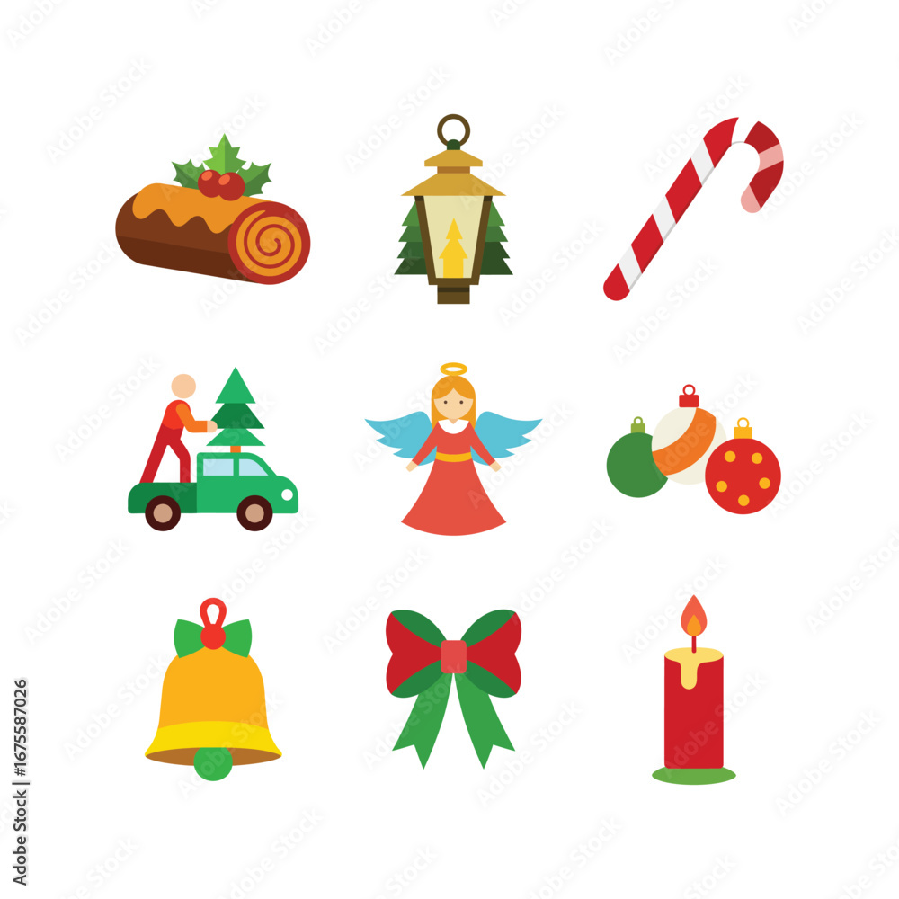 Fototapeta premium Christmas Icons Bundle: Trees, Wreaths, Reindeer, Hats & More