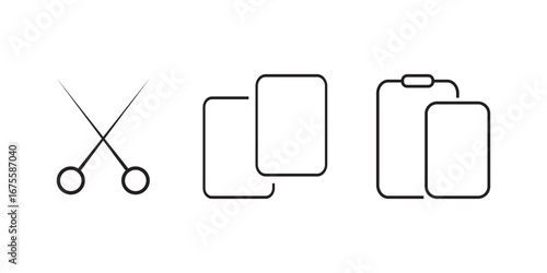 Cut copy paste icon set. illustration of vector cut copy paste icon on white background.