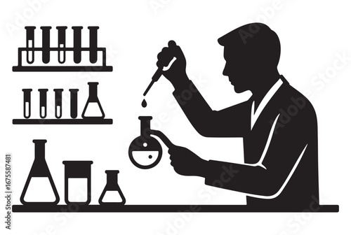 Scientist laboratory icons set chemical research vector