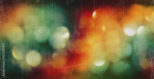 Old film light leaks texture with scratches, noise, iridescent light. Rainbow lens flare effect, camera film filter with bokeh, dust, grain. Distressed retro movie, photo burn effect. Vintage photo