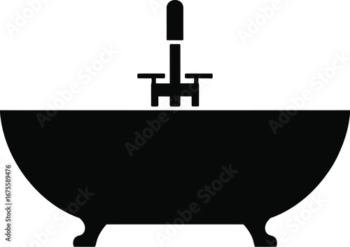 Black bathtub with faucet white plumbing