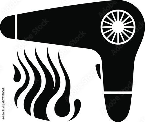 Black hairdryer blowing hot air heat