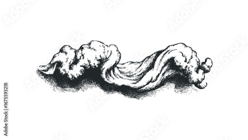 Abstract ink sketch of swirling smoke wisps on a white background. Vector hand drawn illustration