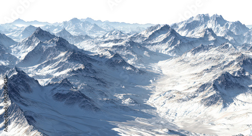 Aerial View of Snow Covered Mountain Range