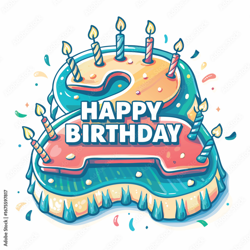 Fototapeta premium Birthday cake graphic