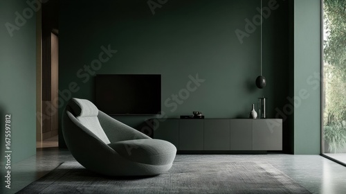 Modern Living Room Design Serene Green.