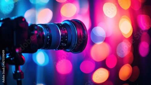 Camera Lens Bokeh Night Photography.