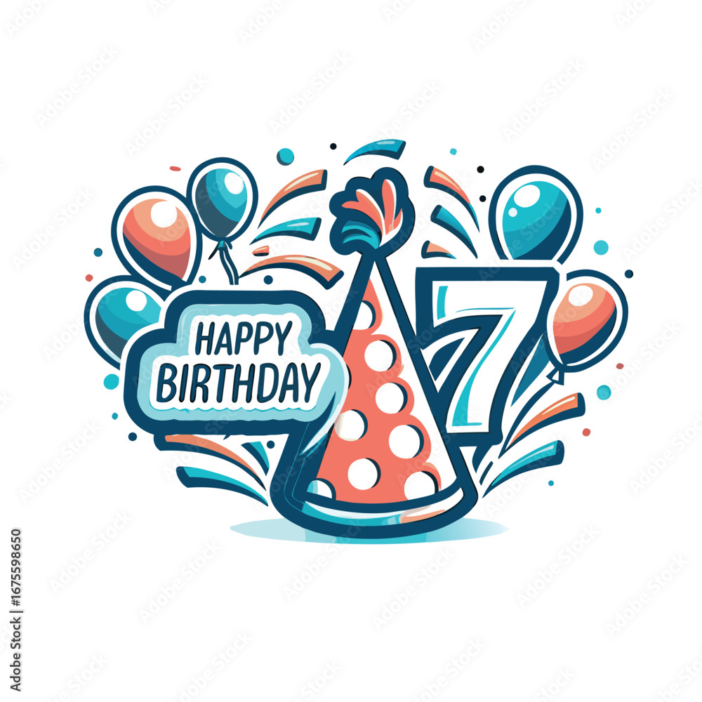 Fototapeta premium Happy 7th Birthday Graphic (1)