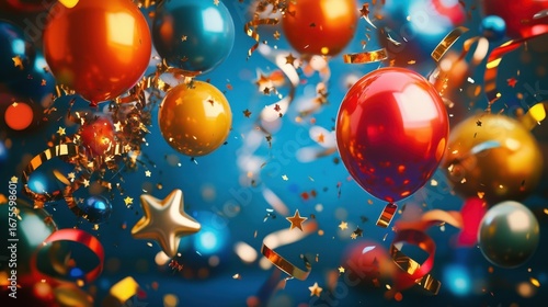 Festive Balloons  Confetti Celebration.