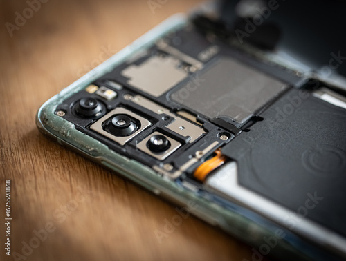 Foto Innenleben eines defekten Smartphones