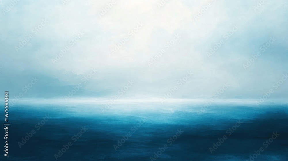 Fototapeta premium Serene Blue Ocean Mist Landscape.