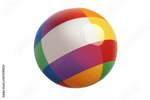 Free Download Colorful ball showcases vibrant rainbow hues against a transparent background, perfect for summer activities at the beach or poolside fun - GFXLoad