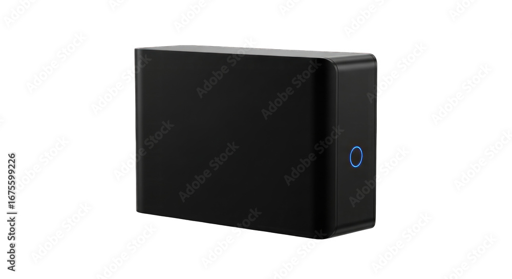Obraz premium Sleek black box with a minimalist design, perfect for illustrating modern technology solutions and