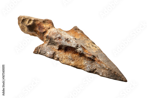 Ancient Rusted Arrowhead on Black Background