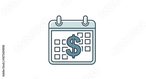 Financial calendar icon with a dollar sign symbol for budget planning, payment deadlines, and money management