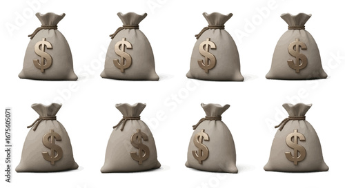 Money Bags Icons Financial Wealth and Savings Concept