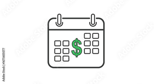 Financial Calendar Schedule Payments and Track Earnings with Money Symbol on Planner