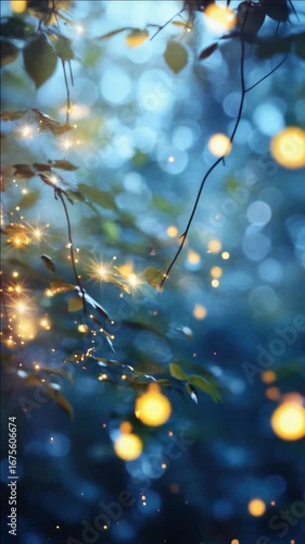 Wallpaper Mural A mystical woodland scene at night, with twinkling lights and a bokeh effect that creates a magical and enchanting ambiance. Torontodigital.ca